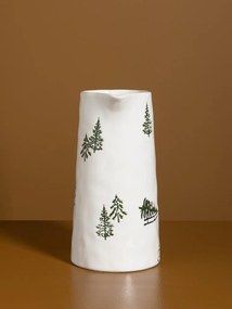 Carafă din ceramică albă cu motive de iarnă pictate manual, 24,5 × 20 × 13 cm, „Slalom"