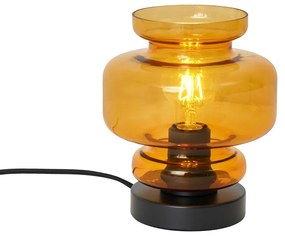 Lampă de masă retro neagră cu sticlă portocalie - Denise