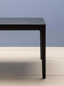 Masă de dining din lemn de mango, negru, finisaj satinat, 190×90×76 cm, „Upsilon"