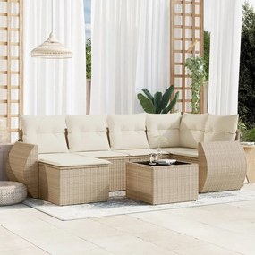 vidaXL Set canapele de grădină, 7 piese, cu perne, bej, poliratan