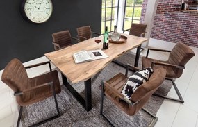 Masa dreptunghiulara cu blat din lemn de salcam Tables &amp; Benches 240 x 100 x 78 cm maro/negru