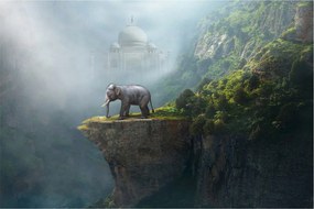 Tablou - Elefant în vârful Taj Mahalului (90x60 cm)