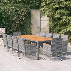 3058581 vidaXL Set mobilier de grădină, 11 piese, gri, poliratan