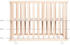 Țarc pentru copii în culoare naturală cu înălțime reglabilă/cu roți 75x100 cm Style – Roba