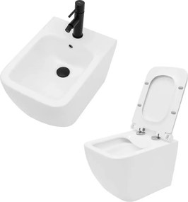 Set vas WC suspendat Rea Hary cu capac softclose si bideu alb
