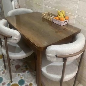 Scaun Onita profil metalic maro si tapiterie bej