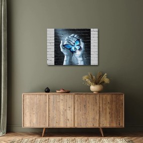 Tablou cu flutere albastru pe perete (70x50 cm)