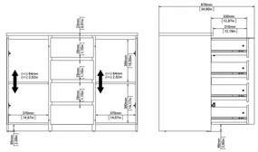 Comodă Simplicity 121 x 50 x 91 cm, negru mat