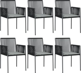 vidaXL Scaune grădină cu perne 6 buc. negru 54x60,5x83,5 cm poliratan