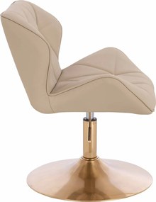 HR111N Scaun Crem Piele Ecologica Premium Soft cu Bază Aurie