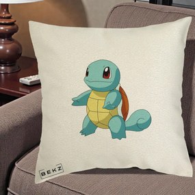 Perna Personalizata Squirtle Pokemon, 40x40 cm, Ecru, Husa Detasabila, Perna Inclusa, BEKZ®