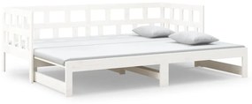 820223 vidaXL Pat extensibil de zi, alb, 2x(90x200) cm, lemn masiv de pin