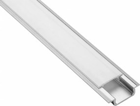 Set profil LED incastrat Glax GTV, din aluminiu, argintiu, cu guler lateral si dispersor alb mat, 2 m Aluminiu, L:2000 mm; l:22 mm; H:6.2 mm, Glax,