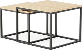 Set lemn masiv măsuțe de cafea 60 × 60 cm / 54 × 54 cm
