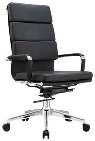 Scaun de birou ergonomic ,reglabil din piele ecologica si cadru din aluminiu ,culoare: negru  ,design modern și elegant ,calitate premium ,dimensiuni 570*535*1070-1130