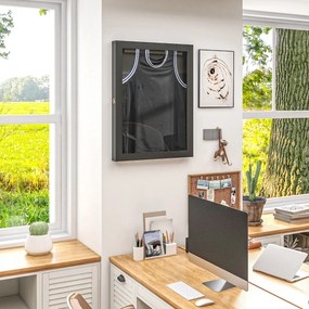 HOMCOM Cadru tip cutie T-frame pentru tricou cu ușă acrilică și fețește interioară din fetru 60 x 6,5 x 80 cm negru | Aosom Romania