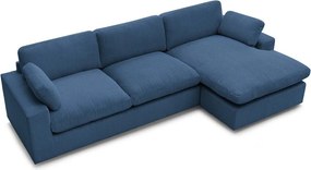 Colțar albastru cu tapițerie din catifea reiată Belair – Bobochic Paris