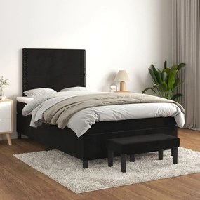 3137775 vidaXL Pat box spring cu saltea, negru, 120x200 cm, catifea