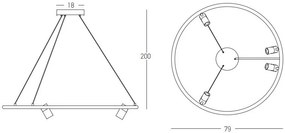 Lustra LED dimabila design modern Rings D-79cm negru