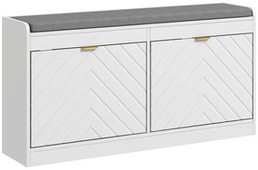 HOMCOM Banc pentru pantofi, banc de depozitare, șezut căptușit, sertar rabatabil, ușă cu model 106 x 24 x 52,5 cm, alb | Aosom Romania