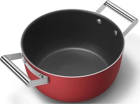 Oala cu capac SMEG CKFC2411RDM, 4,8 l, Ø24 cm, Acoperire cu teflon, Pana la 250°C, Inductie, Rosu