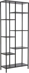 Etajera COSTA A, negru mat, PAL laminat/metal, 70x30x178 cm