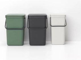 Cos de gunoi colectare selectiva Brabantia Sort&Go 1005516, 16 L, Maner, Montabil pe perete, Gri deschis