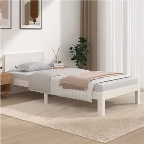810481 vidaXL Cadru de pat, alb, 90x200 cm, lemn masiv de pin
