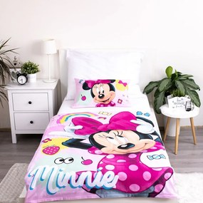 Lenjerie de pat pentru copii roz din bumbac pentru pătuț 100x135 cm Minnie "Sweet" – Jerry Fabrics