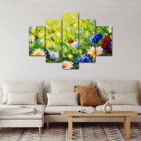 Tablou - Pictură în ulei, pajiște înflorită (150x105 cm)