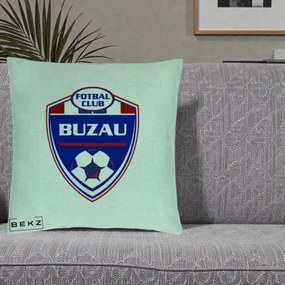 Perna Personalizata FC Buzau Fotbal, 40x40 cm, Verde Menta, Husa Detasabila, Perna Inclusa, BEKZ®