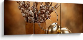 Tablou cu ou și pisicuțe (cu ceas) (90x30 cm)
