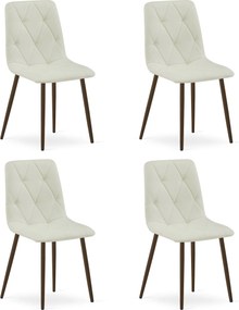 Set 4 Scaune Bucatarie/Dining Fido Picioare Finisaj Lemn Culoare Nuc , Textil Bej