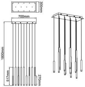Brilliant CEMBALO - lustru suspendat LED dimabil, 60W, 230V, crom/negru/maro