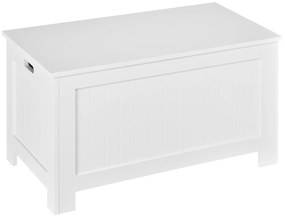 HOMCOM Banca de Depozitare Multifunctionala din Lemn MDF, 2 Manere si Deschidere cu Blocare de Siguranta, 81x40x46cm, Alb