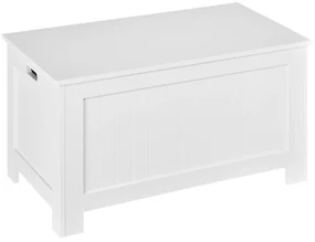 HOMCOM Banca de Depozitare Multifunctionala din Lemn MDF, 2 Manere si Deschidere cu Blocare de Siguranta, 81x40x46cm, Alb