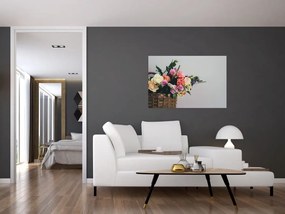 Tablou cu coș și flori (90x60 cm)
