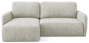 Colțar crem extensibil/cu spațiu de depozitare cu tapițerie din chenille (cu colț pe partea stângă/cu șezlong) Lilo – Makamii