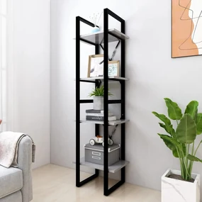 806421 vidaXL Bibliotecă cu 4 rafturi, gri beton, 40x30x140 cm, PAL