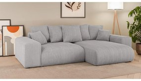 Colțar gri deschis extensibil/cu spațiu de depozitare cu tapițerie din catifea reiată (cu colț variabil) Luma – Ropez