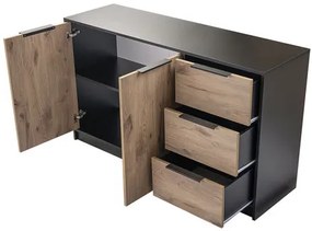 Comodă Pengasa 2D3S (Negru + Stejar viking) . 1103666