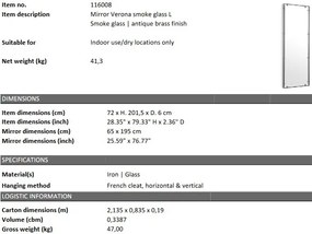 Oglinda decorativa LUX Verona L, alama antica 72x201cm 116008 HZ