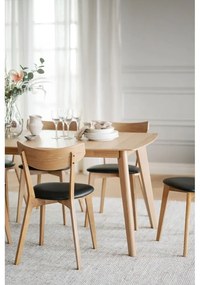 Scaun de dining din lemn de stejar cu șezut negru Rowico Ami, maro