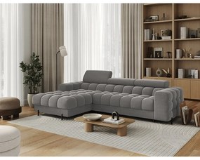 Colțar taupe extensibil/cu spațiu de depozitare cu tapițerie din catifea (cu colț pe partea stângă/cu șezlong) Felro – ELTAP