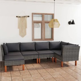 3059712 vidaXL Set mobilier de grădină cu perne, 6 piese, gri, poliratan