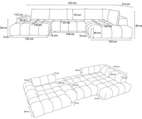 Colțar alb extensibil/cu spațiu de depozitare cu tapițerie din chenille (cu colț pe partea dreaptă/în formă de "U") Everest – Bobochic Paris