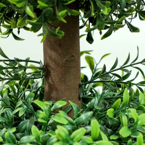 HOMCOM Lot de 2 arbori artificiali 101,6 cm 3 bușoni de buxus topiaires plantă falsă verde PE cu ghiveci interior și exterior | Aosom Romania
