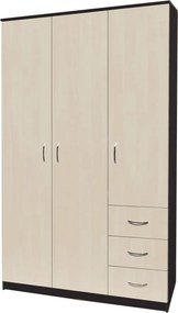 Dulap Vega, 3 usi/3 sertare, Wenge/Mesteacan