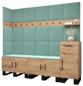 Set mobilier pentru hol Amanda 9 (Stejar artisan + verde). 1085931