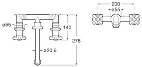 Roca A5A474BC00 - Baterie încastrată pentru lavoar CARMEN, crom